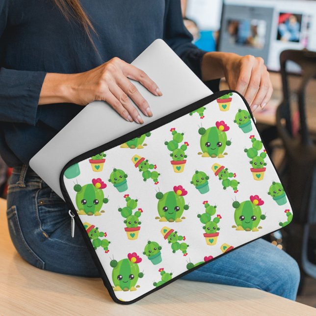 Cute Cactus, Green Cactus, Cactus Pattern Laptop Sleeve (Creator heeft geüpload)
