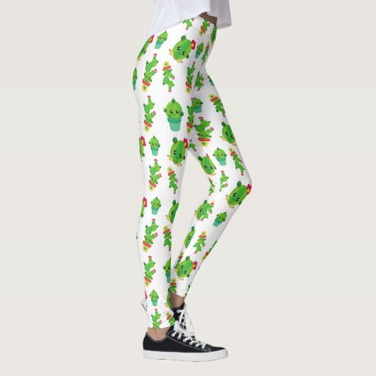 Cute Cactus, Green Cactus, Cactus Pattern Leggings (Rechts)
