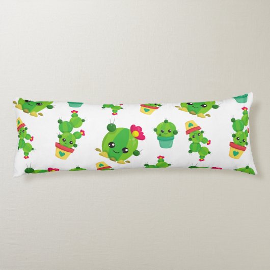 Cute Cactus, Green Cactus, Cactus Pattern Lichaamskussen (Achterkant)