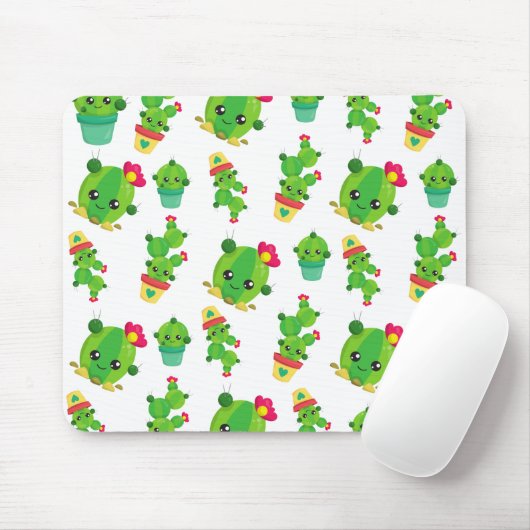 Cute Cactus, Green Cactus, Cactus Pattern Muismat (Met muis)