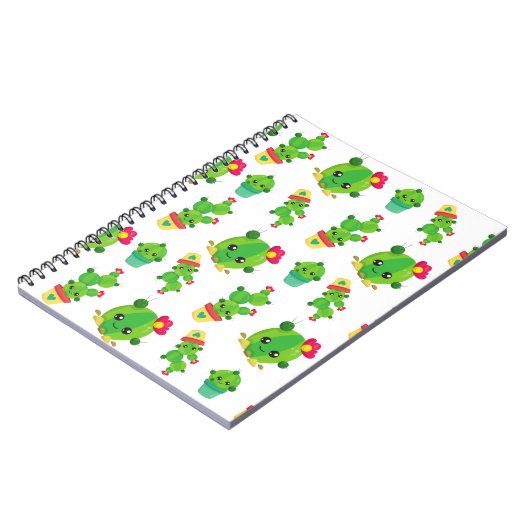 Cute Cactus, Green Cactus, Cactus Pattern Notitieboek (Linkerzijde)