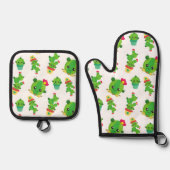 Cute Cactus, Green Cactus, Cactus Pattern Ovenwant & Pannenlap Set (Voorkant)