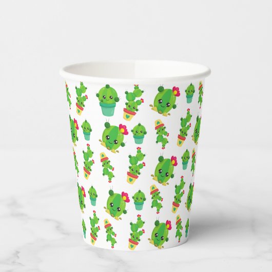 Cute Cactus, Green Cactus, Cactus Pattern Papieren Bekers (Links)