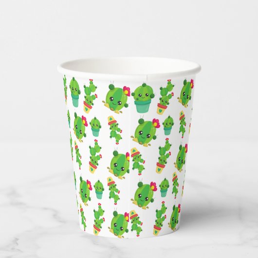 Cute Cactus, Green Cactus, Cactus Pattern Papieren Bekers (Rechts)