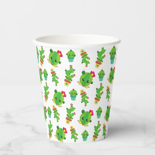 Cute Cactus, Green Cactus, Cactus Pattern Papieren Bekers (Voorkant)