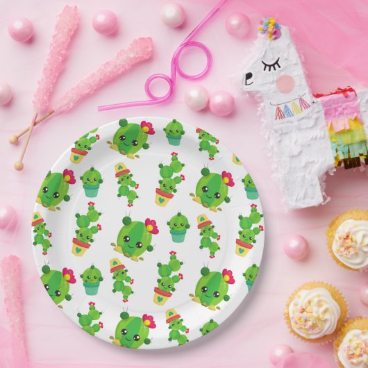 Cute Cactus, Green Cactus, Cactus Pattern Papieren Bordje (Feest)
