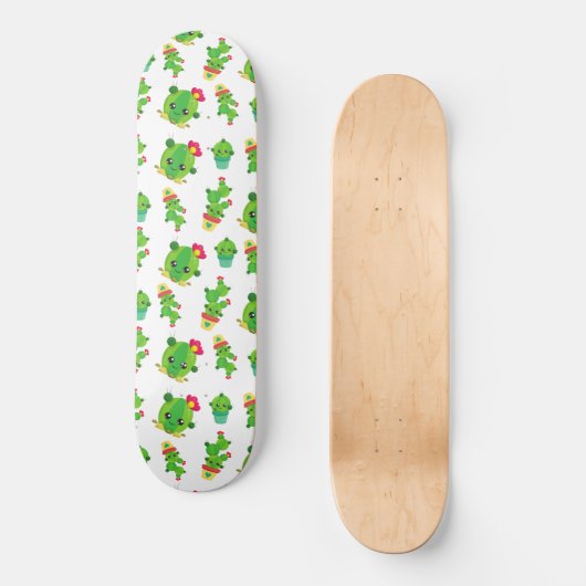 Cute Cactus, Green Cactus, Cactus Pattern Persoonlijk Skateboard (Voorkant)