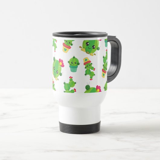 Cute Cactus, Green Cactus, Cactus Pattern Reisbeker (Voorkant rechts)