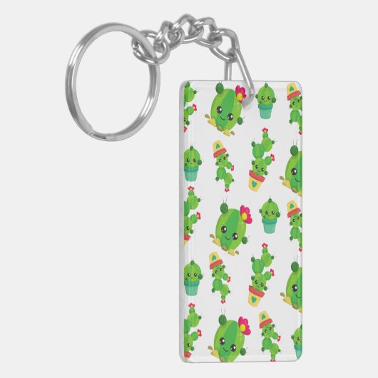 Cute Cactus, Green Cactus, Cactus Pattern Sleutelhanger (Voorkant Links)