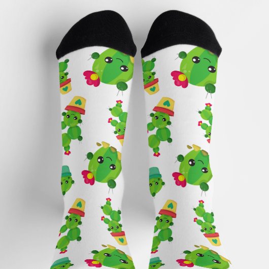 Cute Cactus, Green Cactus, Cactus Pattern Sokken (Top)