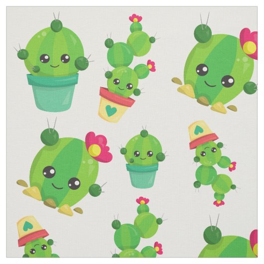 Cute Cactus, Green Cactus, Cactus Pattern Stof (Swatch)