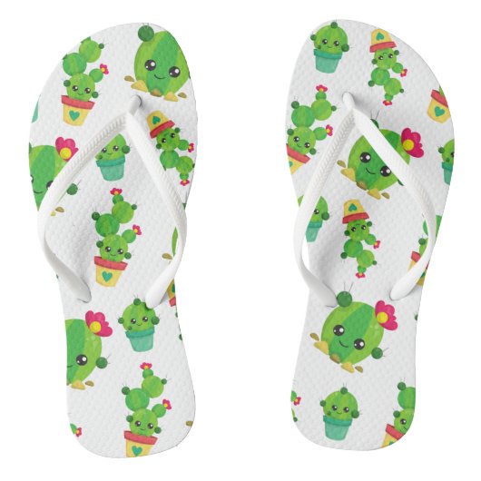 Cute Cactus, Green Cactus, Cactus Pattern Teenslippers (Voetbed)