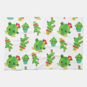 Cute Cactus, Green Cactus, Cactus Pattern Theedoek (Horizontaal)