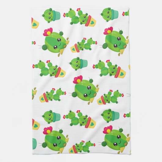 Cute Cactus, Green Cactus, Cactus Pattern Theedoek (Verticaal)