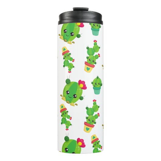Cute Cactus, Green Cactus, Cactus Pattern Thermosbeker (Voorkant)