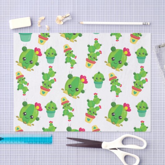 Cute Cactus, Green Cactus, Cactus Pattern Tissuepapier (Craft)