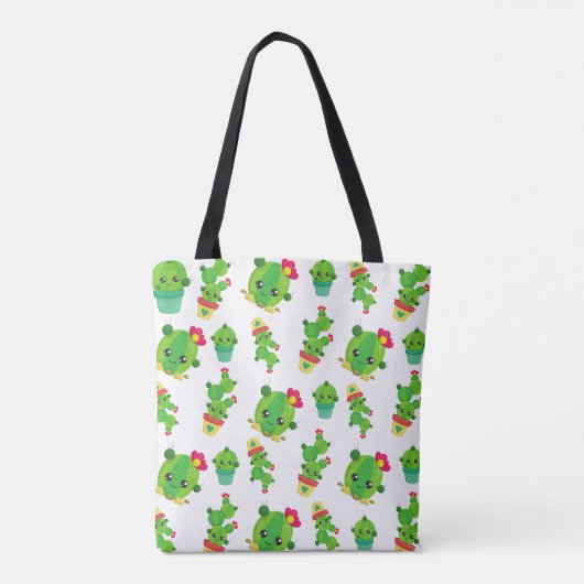 Cute Cactus, Green Cactus, Cactus Pattern Tote Bag (Achterkant)