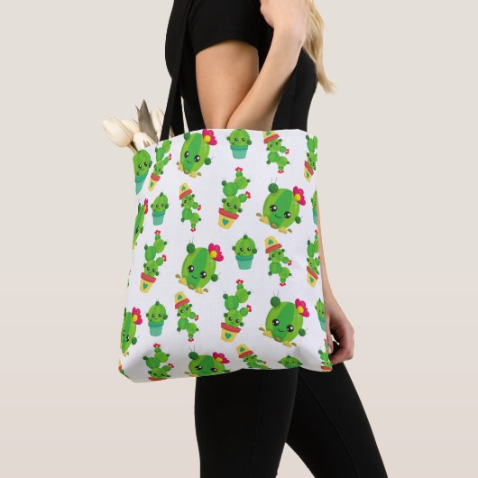 Cute Cactus, Green Cactus, Cactus Pattern Tote Bag (Dichtbij)