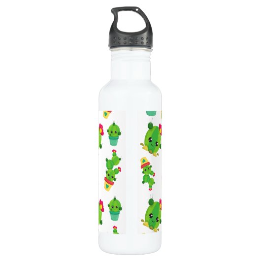 Cute Cactus, Green Cactus, Cactus Pattern Waterfles (Achterkant)