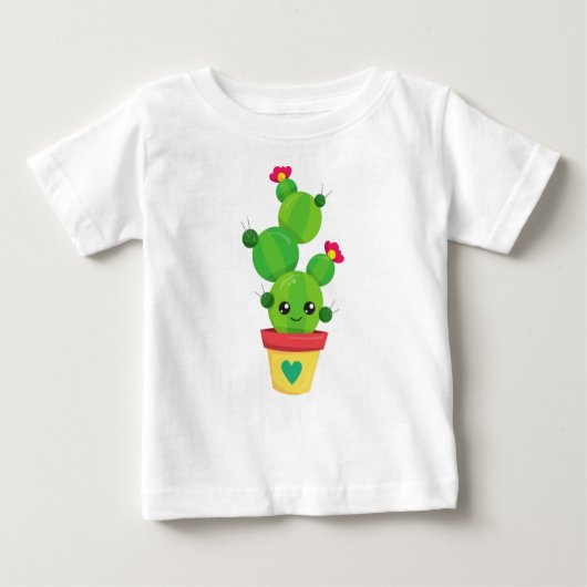 Cute Cactus, Green Cactus, Kawaii Cactus, Flowers (Voorkant)