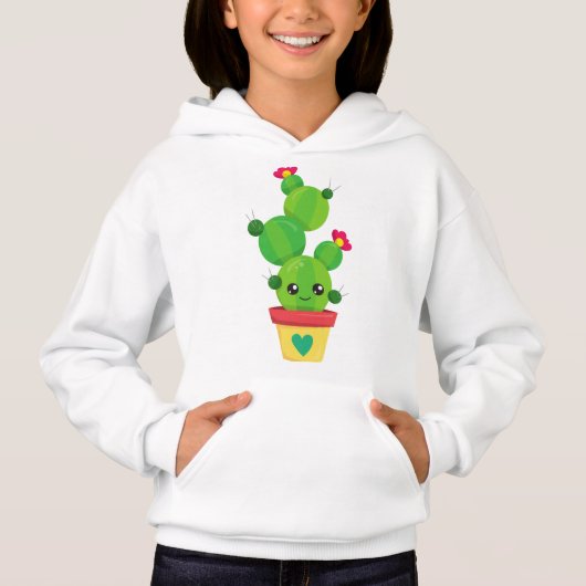 Cute Cactus, Green Cactus, Kawaii Cactus, Flowers (Voorkant)