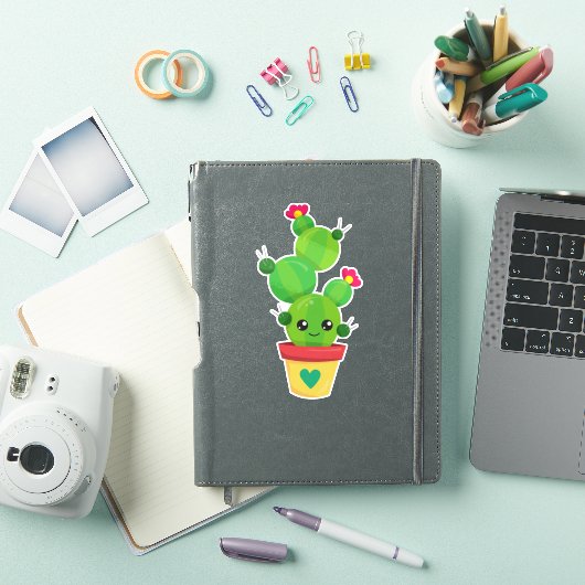 Cute Cactus, Green Cactus, Kawaii Cactus, Flowers Sticker (iPad Cover)