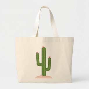 Cute Cactus Green Pink Flower Southwest Succulent Grote Tote Bag