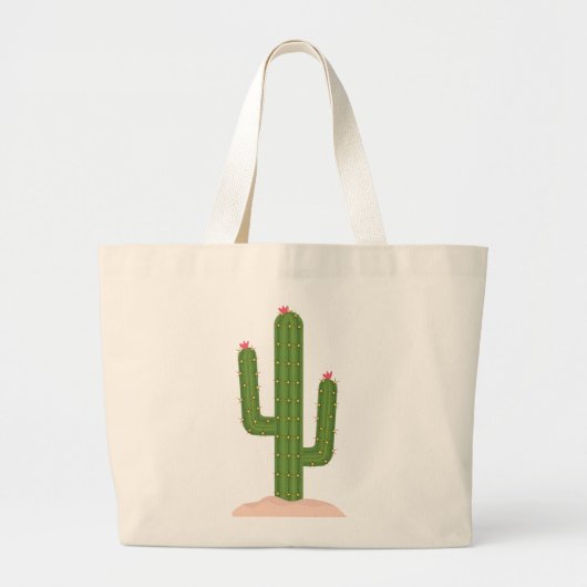 Cute Cactus Green Pink Flower Southwest Succulent Grote Tote Bag (Voorkant)