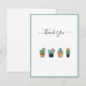 Cute Cactus Greenery Flower Bedankkaart (Voorkant / Achterkant)
