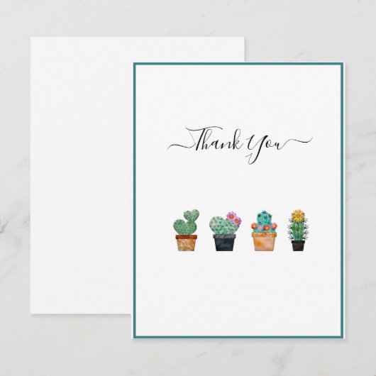 Cute Cactus Greenery Flower Bedankkaart (Voorkant / Achterkant)