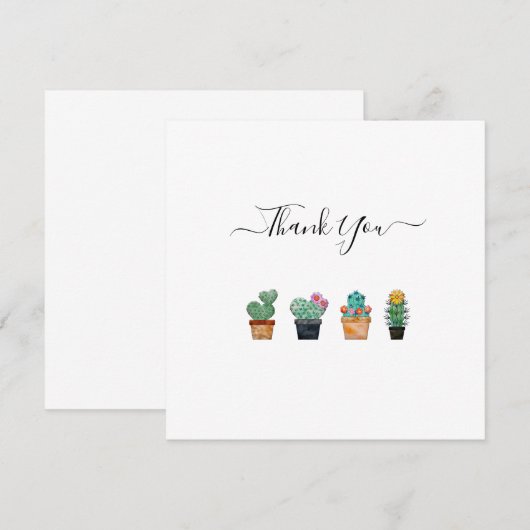 Cute Cactus Greenery Flower Bedankkaart (Voorkant / Achterkant)