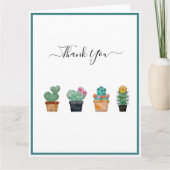Cute Cactus Greenery Flower Bedankkaart (Voorkant)