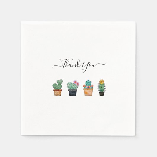 Cute Cactus Greenery Flower Bedankt Servet (Voorkant)