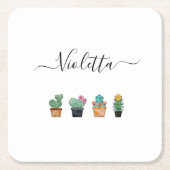 Cute Cactus Greenery Flower Kartonnen Onderzetters (Voorkant)