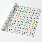 Cute Cactus Greenery Flower Pattern Cadeaupapier (Uitgerold)