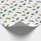 Cute Cactus Greenery Flower Pattern Cadeaupapier (Hoek)