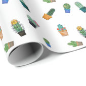 Cute Cactus Greenery Flower Pattern Cadeaupapier (Rol Hoek)