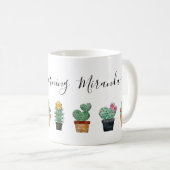 Cute Cactus Greenery Flower Pattern Koffiemok (Voorkant rechts)