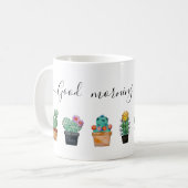 Cute Cactus Greenery Flower Pattern Koffiemok (Voorkant links)