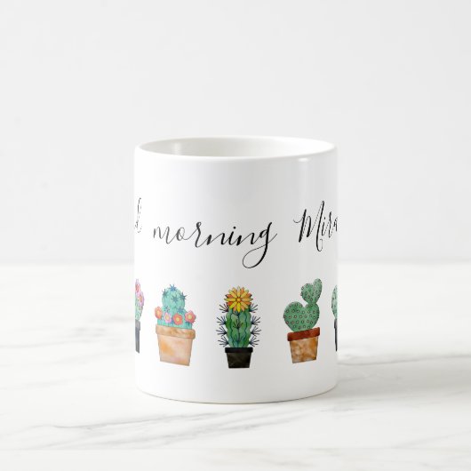 Cute Cactus Greenery Flower Pattern Koffiemok (Center)