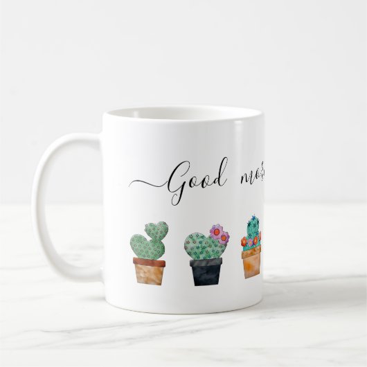Cute Cactus Greenery Flower Pattern Koffiemok (Links)