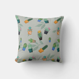 Cute Cactus Greenery Flower Pattern Kussen