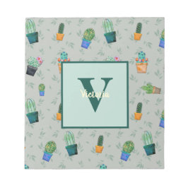 Cute Cactus Greenery Flower Pattern Notitieblok