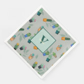 Cute Cactus Greenery Flower Pattern Servet (Hoek)