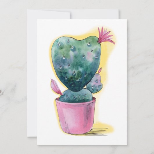 Cute cactus hartbloeding feestdagenkaart (Voorkant)
