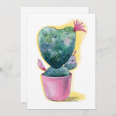 Cute cactus hartbloeding feestdagenkaart (Voorkant / Achterkant)