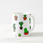 Cute Cactus illustrations Pattern White Koffiemok (Voorkant rechts)