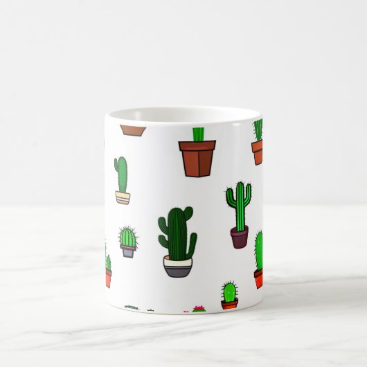 Cute Cactus illustrations Pattern White Koffiemok (Center)