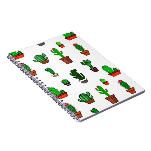 Cute Cactus illustrations Pattern White Notitieboek (Rechterzijde)