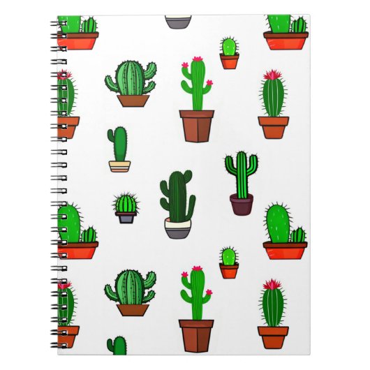 Cute Cactus illustrations Pattern White Notitieboek (Voorkant)